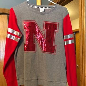 sparkly husker crew neck sweater